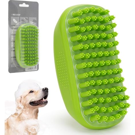 Brosse de bain avec étrille en caoutchouc pour chat et chien - Brosse pour chien - Avec effet massant - Peigne à poils flottants (1/5)