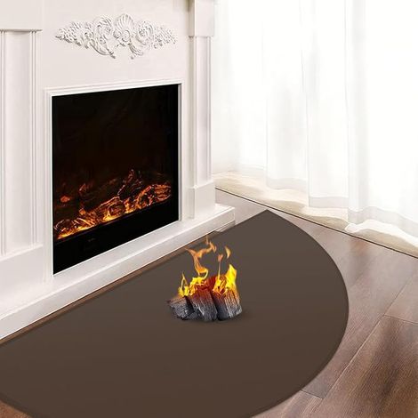 Tapis Anti Feu Devant Cheminee Semi-Circulaire, 60 x 40 x 0.1 cm, Marron (1/5)