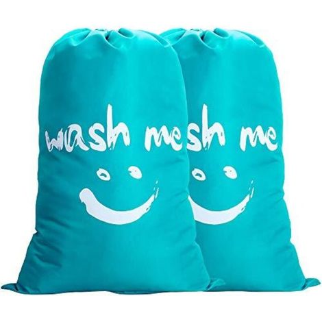 Set of 2 large, foldable laundry bags, washable storage bags with nylon drawstring, lightweight, portable bags for dirty laundry and blankets, 100L, for bedrooms, hotels, student dormitories, travel,