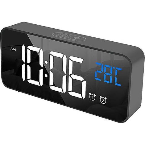Réveil numérique double alarme de bureau moderne avec miroir LED (1/3)