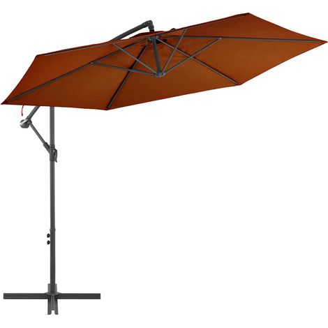 Parasol Déporté de Jardin Inclinable avec Manivelle Terre Cuite Ø 300 x H 244 cm - PANGIVO (1/5)