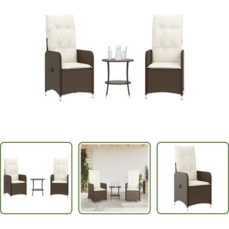 Gartentisch -  Outdoor-Lehnstühle 2 Stk. mit Tisch Braun Poly Rattan (1/5)