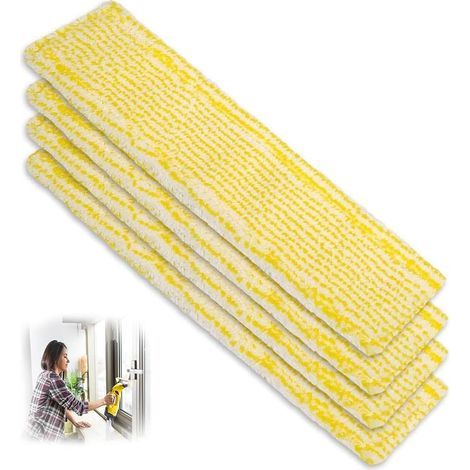 CCYKXA 4Pcs Microfiber Cleaning Cloths VW Microfiber Bonnets Mop Accessory Pads Replacement for Karcher Window Cleaner WV 2 WV 5 Yellow (1/5)