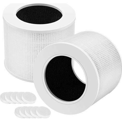 Lot de 2 filtres de rechange Core Mini-RF compatibles avec purificateur d'air LEVOIT Core Mini 3 en 1 haute efficacité HEPA Core Mini - Lot de 2 filtres et 10 tampons aromatiques (1/5)