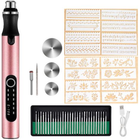 Stylo de gravure électrique, kit d'outils de gravure portable, mini stylo de gravure, USB rechargeable, DIY bijoux métal verre pierre plastique bois outil de gravure multifonction (1/2)