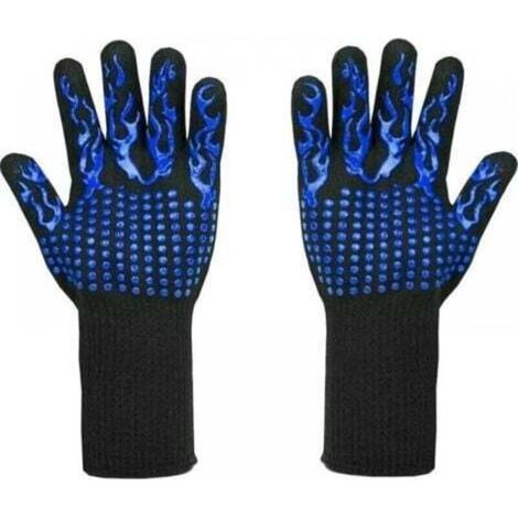 [JAMAIS UTILISÉ] Gants de barbecue résistants à la chaleur jusqu'à 800 °C - Gants résistants aux coupures L5 - Gants de cuisine haut de gamme pour griller, cuisiner, pâtisserie et souder (1 paire), bl (1/4)