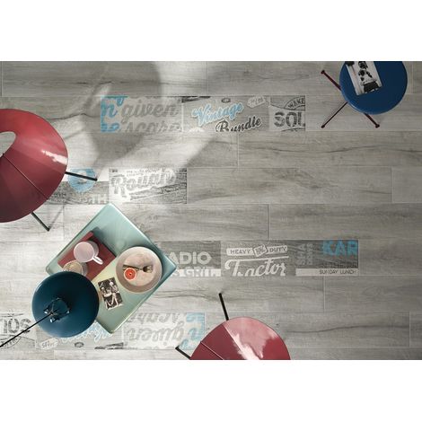 Carrelage Effet Parquet KUNI 20x120 cm Gris Kuni (1/2)