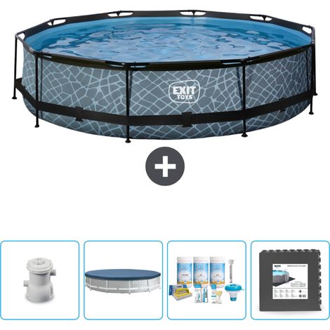 Exit Pool Rund - Steinoptik - 360x76 cm - 5-teilig SCB17 (1/4)