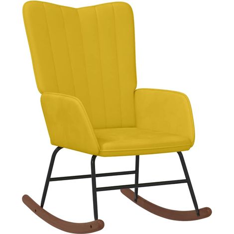 Maison Exclusive - Sedia a Dondolo Giallo Senape in Velluto (1/5)