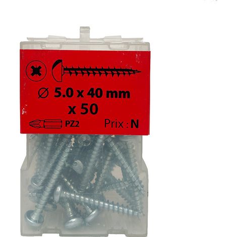 50 vis agglo 5 x 40mm tête ronde Pozidriv zingué - Viswood