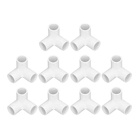 10pcs 3 Voies PVC Raccords de Tuyauterie 3 Voies Coude PVC 3 Voies Coins 0.8in Plastique 90 Degrés Coin Coude Raccord té Coin Connecteur 20mm Diamètre Intérieur (Blanc) (1/5)
