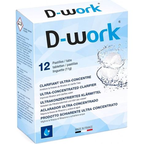 12 Pastilles de 11 g Clarifiantes Floculantes (132g) - Traitement Eau Piscine - D-Work (1/3)
