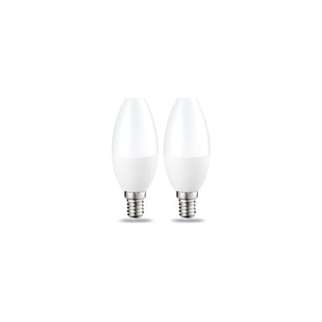Juego de 2 bombillas LED pequeñas con forma de llama, casquillo E14, 5 W (equivalente a 40 W), luz blanca cálida, no regulables. - Crezuo (1/4)