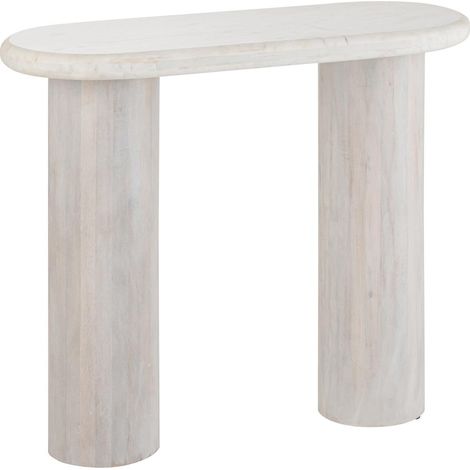 Console Ovale en Marbre "Noor" 91cm Blanc Cassé (1/5)