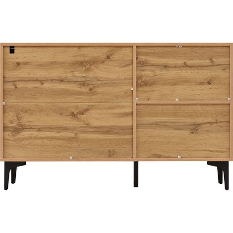Meuble moderne et simple : meuble de rangement, armoire, espace de stockage, buffet. Conjuge pour le salon. Dimensions : 120 L x 35 B x 76 H (en cm). (1/5)