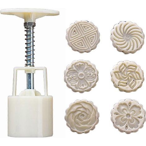 50g Mondkuchenform mit 6 Blumenstempeln, Handpresse, Mondkuchen-Gebäckform, DIY-Backform, Mittherbstfest (1/5)