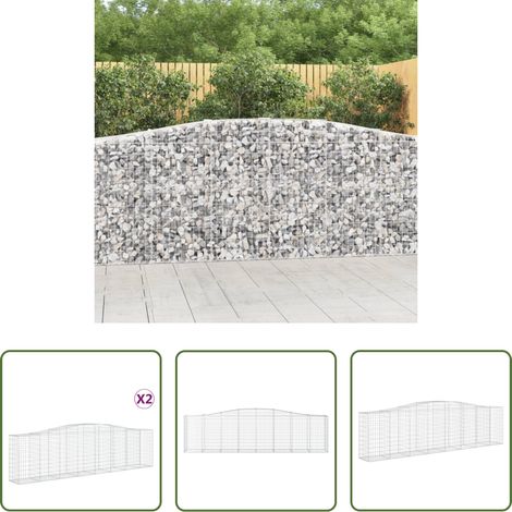 Schalldämmung - Gabionen mit Hochbogen 2 Stk. 400x50x100/120cm Verzinktes Eisen (1/5)