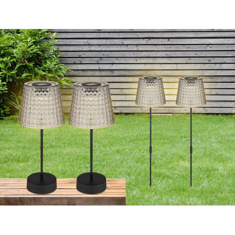 Solarleuchten Set: 2er Sets Tischleuchten & Erdspießleuchten Rauchfarbig (1/5)