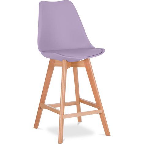 Scandinavian Style Stool - Wooden Legs - Denisse Pastel purple