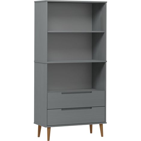 Bookcase MOLDE Grey 85x35x170,5 cm Solid Wood Pine vidaXL (1/5)