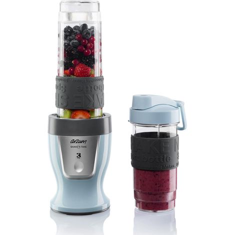 Arzum AR1032 Shake'N Take Personal Blender, BPA-frei, Tropfschutz-Trinkklappe, 570 ml und 400ml Hellblau