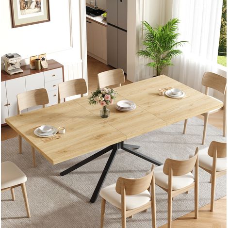Ausziehbarer Esstisch 120/160 x 90 x 75 cm MDF Eiche hell, 4–6 Personen – MEUBLIV (1/5)