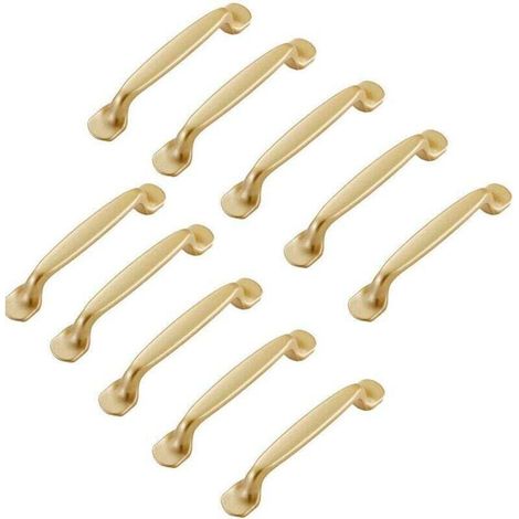 Lot de 10 Poignee Meuble Doré Poignée de Meuble Cuisine Dorée Poignée de Meuble Dorée Entraxe 128mm