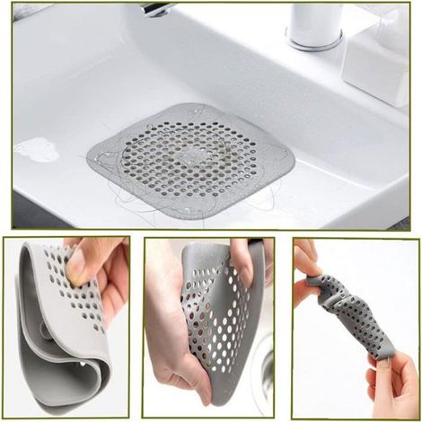 Filtre de Vidange - TPR Souple 14 x 14 cm - Pour Évier Baignoire et Lavabo - Lot de 2 (1/5)