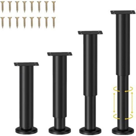 Metal Table Legs, Adjustable Table Legs, Furniture Legs, Kit Including Screwdriver and Screws (Black, 25-43cm) (1/5)