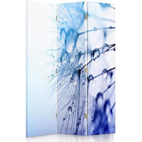Paravent Design Rosée et Pissenlit pour Décoration Intérieure - 110 x 180 cm - 1 face déco, 1 face noir