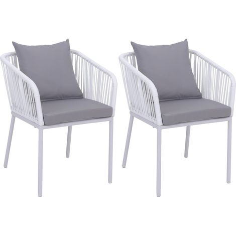 Lot de 2 chaises de jardin HWC-N41, accoudoirs pour l'extérieur, tressage en aluminium résistant aux (1/5)