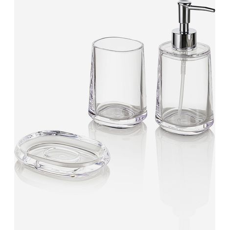 Set accessori bagno 3 pezzi in metacrilato trasparente Skum (1/5)