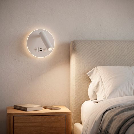 Aplique LED Spot Round 9W con Salida USB-C 630Lm 3000ºK BlancoGreenice