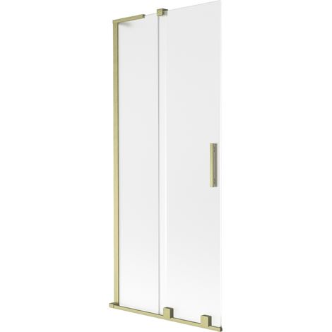 Mexen Velar L paroi de baignoire coulissante à 2 vantaux 80 x 150 cm, givrée, or brossé - 896-080-003-31-55 (1/2)