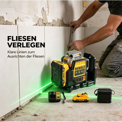 Niveau Laser vert Dewalt DW089LG, 16 Linien, 12 V, automatische Ebenheitskontrolle, Reichweite 50 m für Hausrenovierungen (1/4)