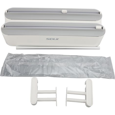 Lama taglia-pellicola alimentare 2 in 1, stile da parete, magnetica, per pellicola di plastica, utensile da cucina, grigio. (1/2)