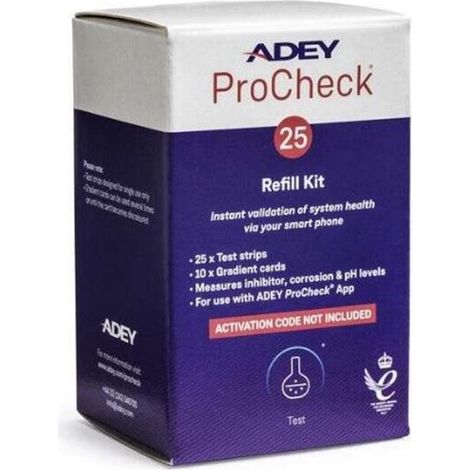Kit de recharge d'analyse d'eau PROCHECK - 25 bandelettes + 10 cartes- réf : 1097162 - ADEY