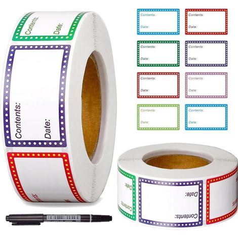 Packung mit 400 Gefrieretiketten – 25 x 40 mm – inklusive 5 schwarzer, ölbasierter Etiketten – zum Beschriften von Gläsern, Marmeladen und Flaschen (1/4)
