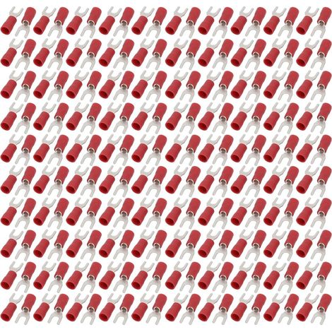 200 pièces SV5.5-5 vorisolierte U-Crimpanschlussklemmen AWG12-10 Drahtverbinder Rot