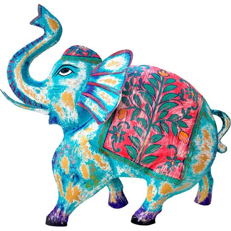 Statuetta colorata di elefante in latta con stile fatto a mano