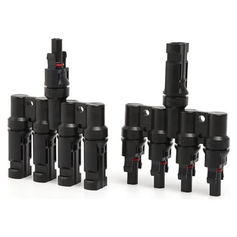 Solarmodul-T-Abzweigkabelverbinder, Kupplungskabelschalter – 1 Stecker auf 4 Buchsen (M/4 F) und 1 Buchse auf 4 Stecker (F/4 M), 1 Paar (1/5)