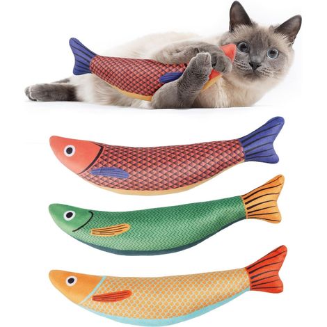 Jouet Herbe a Chat, 3 Pièces Jouet pour Chat, Cataire Poisson Jouet, Stimulante et Digestive Jouant À Mâcher Nettoyage des Dents Cataire Poisson, Jouet Chat Interieur Convient à Tous Les Chats (1/5)