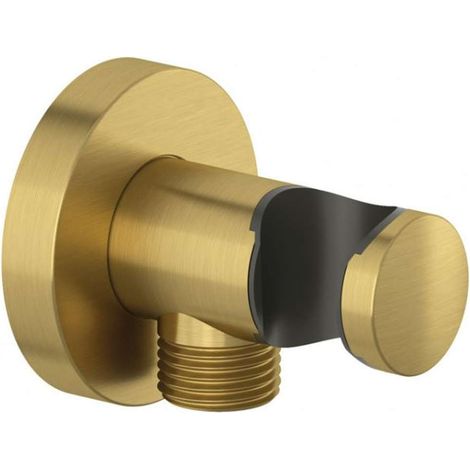Kludi A-Qa - Codo de pared con soporte, oro cepillado 60547N0-00