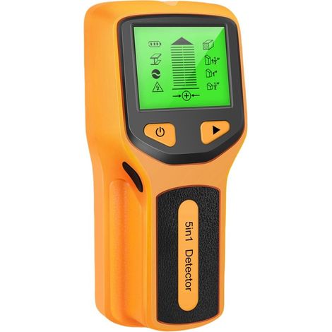 Allecto,Detector de vigas de pared,5 en 1,Pantalla LCD HD,Amarillo,Apto para tuberías de madera y cables de corriente alterna metálicos