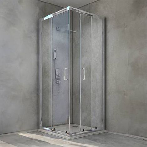 1 CÔTÉ POUR CABINE DE DOUCHE D'ANGLE EN VERRE TREMPÉ ESSENTIAL MONTÉ Dimensions : 68-70 cm Ap.24 P.Ar.luc. V.Tra