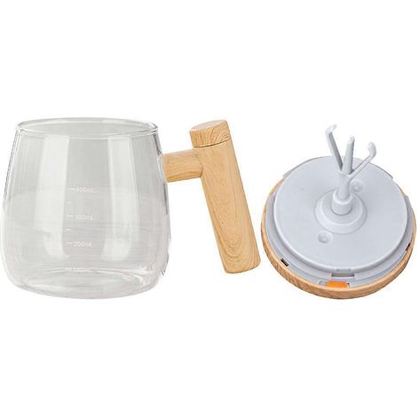 Electric Mixing Mug Self Mixing Cup with Lid Self Stirring Coffee Mug with Wood Handle (1/5)
