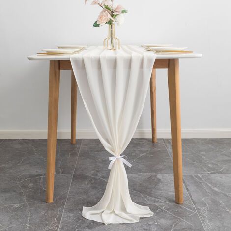 Boho Gaze Baumwollstoff Beige Tischläufer 72 x 305cm Küchendekoration Innendekoration Urlaub Hochzeit Party Geburtstag Deko (1/4)