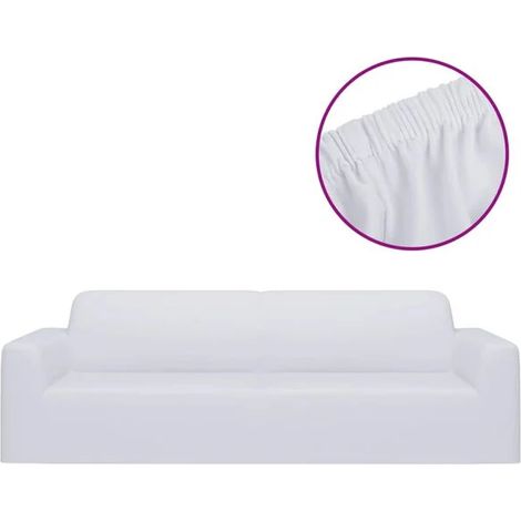 Housse de canapé double élastique, en maille de polyester blanche (1/5)