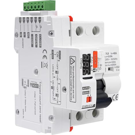 Disjoncteur différentiel 30ma Réactivation automatique RCCB type A Disjoncteur automatique avec affichage numérique 220V 2P Réactivation automatique disponible en mode automatique. (1/5)