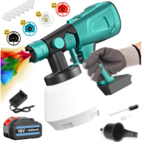 Pistolets à peinture, 1L Paindre de peinture électrique à main électrique pistolet de peinture peintre mural peintre avec 4 filtre, batterie 1x5,5a, 1 chargeur,compatible avec la batterie makita (1/5)